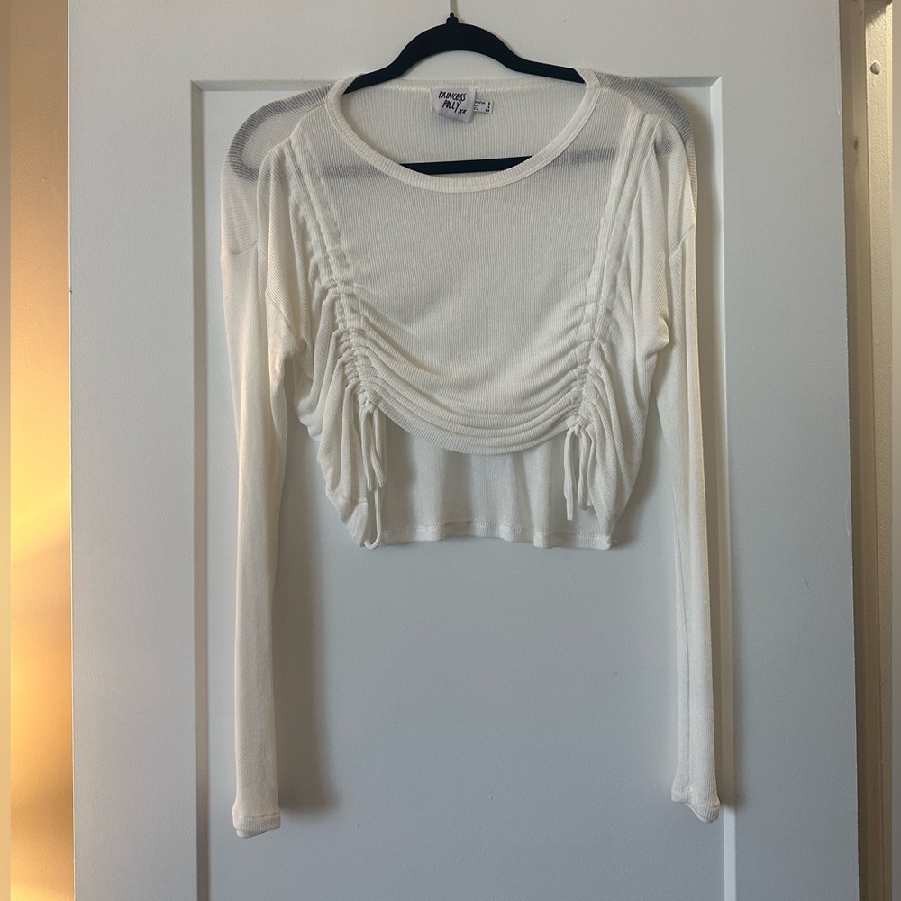 Princess Polly mesh long sleeve crop top
